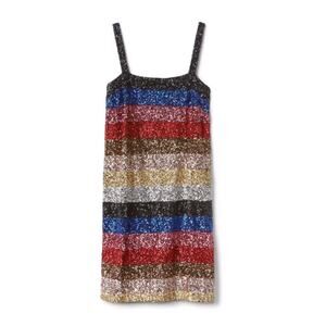 Gap Crazy Stripe Sleeveless Rainbow‎ Sequin Dress Size Small